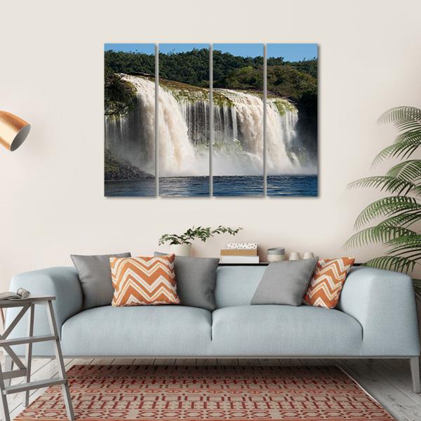Waterfall At Canaima In Venezuela Canvas Wall Art-4 Horizontal-Gallery Wrap-34" x 24"-Tiaracle