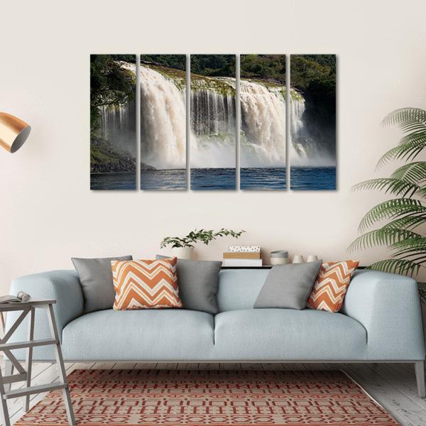Waterfall At Canaima In Venezuela Canvas Wall Art-5 Horizontal-Gallery Wrap-22" x 12"-Tiaracle