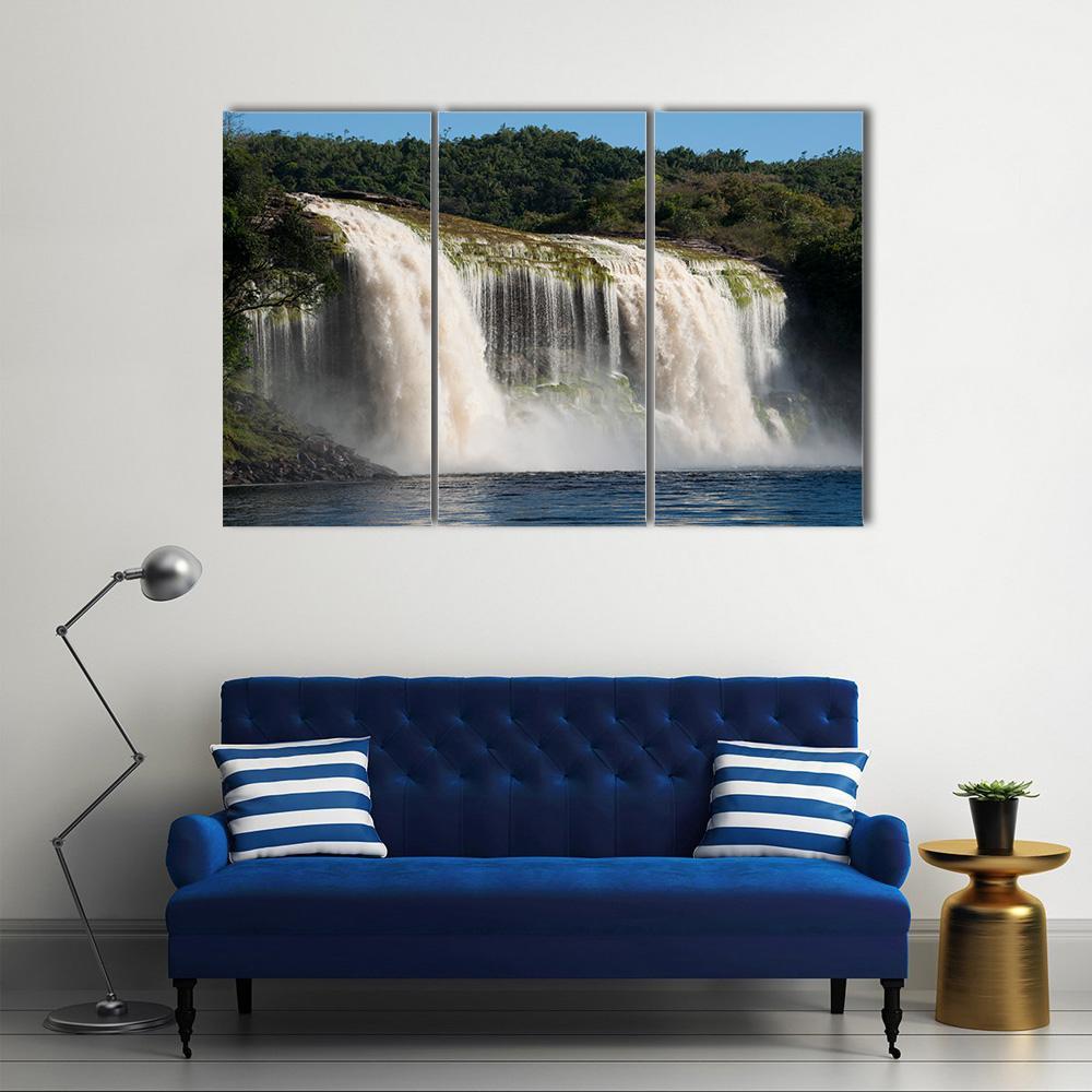 Waterfall At Canaima In Venezuela Canvas Wall Art-3 Horizontal-Gallery Wrap-37" x 24"-Tiaracle