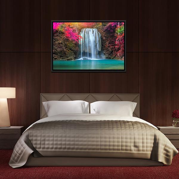 Waterfall At Colorful Place Canvas Wall Art-3 Horizontal-Gallery Wrap-25" x 16"-Tiaracle