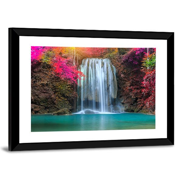 Waterfall At Colorful Place Canvas Wall Art-3 Horizontal-Gallery Wrap-25" x 16"-Tiaracle