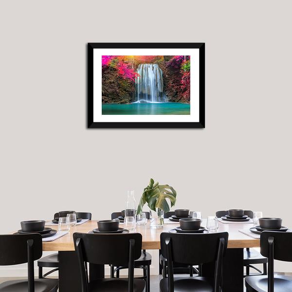 Waterfall At Colorful Place Canvas Wall Art-3 Horizontal-Gallery Wrap-25" x 16"-Tiaracle