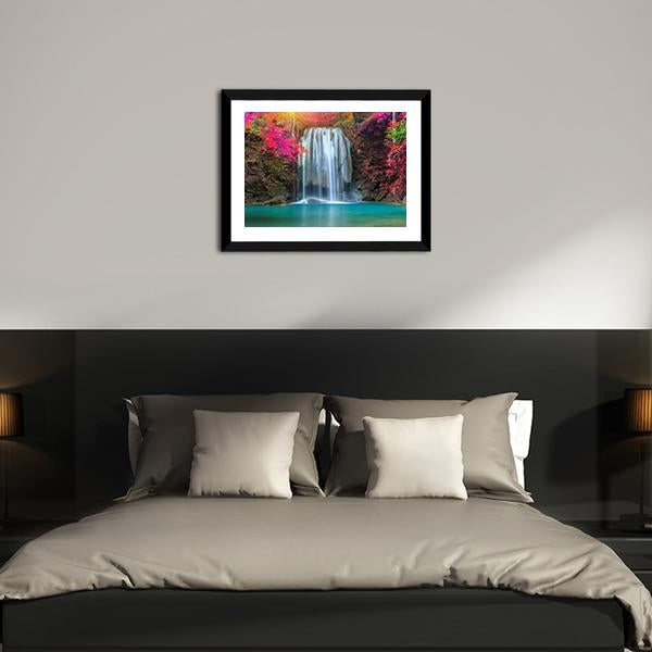 Waterfall At Colorful Place Canvas Wall Art-3 Horizontal-Gallery Wrap-25" x 16"-Tiaracle