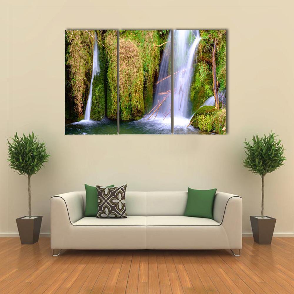 Waterfall At Plitvice National Park Canvas Wall Art-3 Horizontal-Gallery Wrap-37" x 24"-Tiaracle