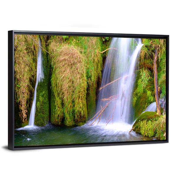 Waterfall At Plitvice National Park Canvas Wall Art-3 Horizontal-Gallery Wrap-25" x 16"-Tiaracle