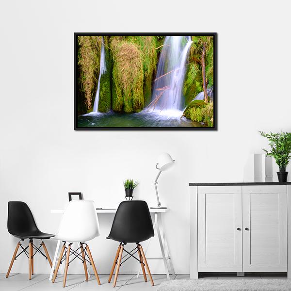 Waterfall At Plitvice National Park Canvas Wall Art-3 Horizontal-Gallery Wrap-25" x 16"-Tiaracle