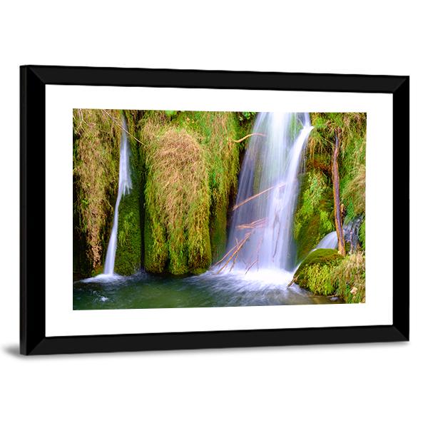 Waterfall At Plitvice National Park Canvas Wall Art-3 Horizontal-Gallery Wrap-25" x 16"-Tiaracle