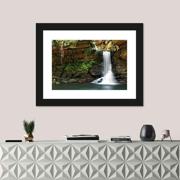 Waterfall At Rocky Place Canvas Wall Art-1 Piece-Framed Print-20" x 16"-Tiaracle