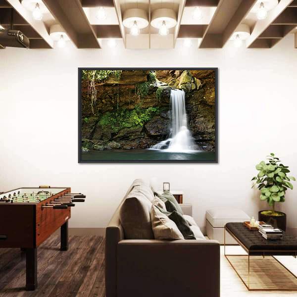 Waterfall At Rocky Place Canvas Wall Art-3 Horizontal-Gallery Wrap-25" x 16"-Tiaracle