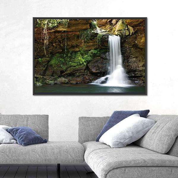 Waterfall At Rocky Place Canvas Wall Art-5 Horizontal-Gallery Wrap-22" x 12"-Tiaracle