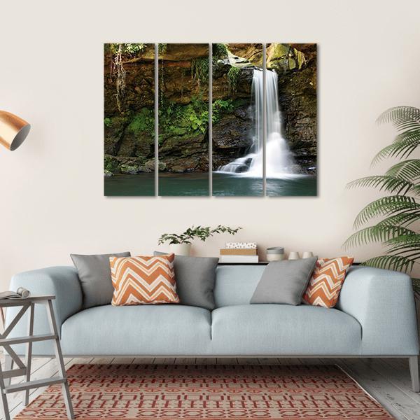 Waterfall At Rocky Place Canvas Wall Art-4 Horizontal-Gallery Wrap-34" x 24"-Tiaracle