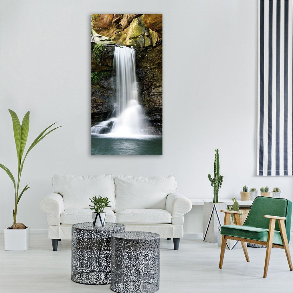 Waterfall At Rocky Place Vertical Canvas Wall Art-1 Vertical-Gallery Wrap-12" x 24"-Tiaracle