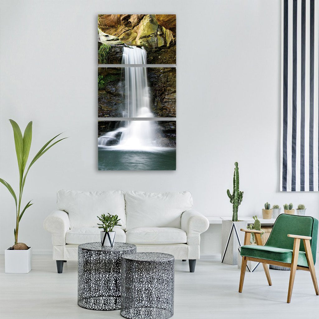 Waterfall At Rocky Place Vertical Canvas Wall Art-3 Vertical-Gallery Wrap-12" x 25"-Tiaracle