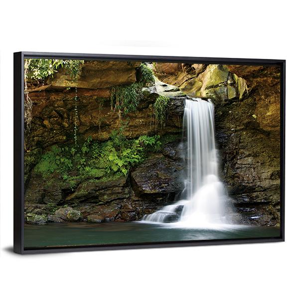 Waterfall At Rocky Place Vertical Canvas Wall Art-3 Vertical-Gallery Wrap-12" x 25"-Tiaracle