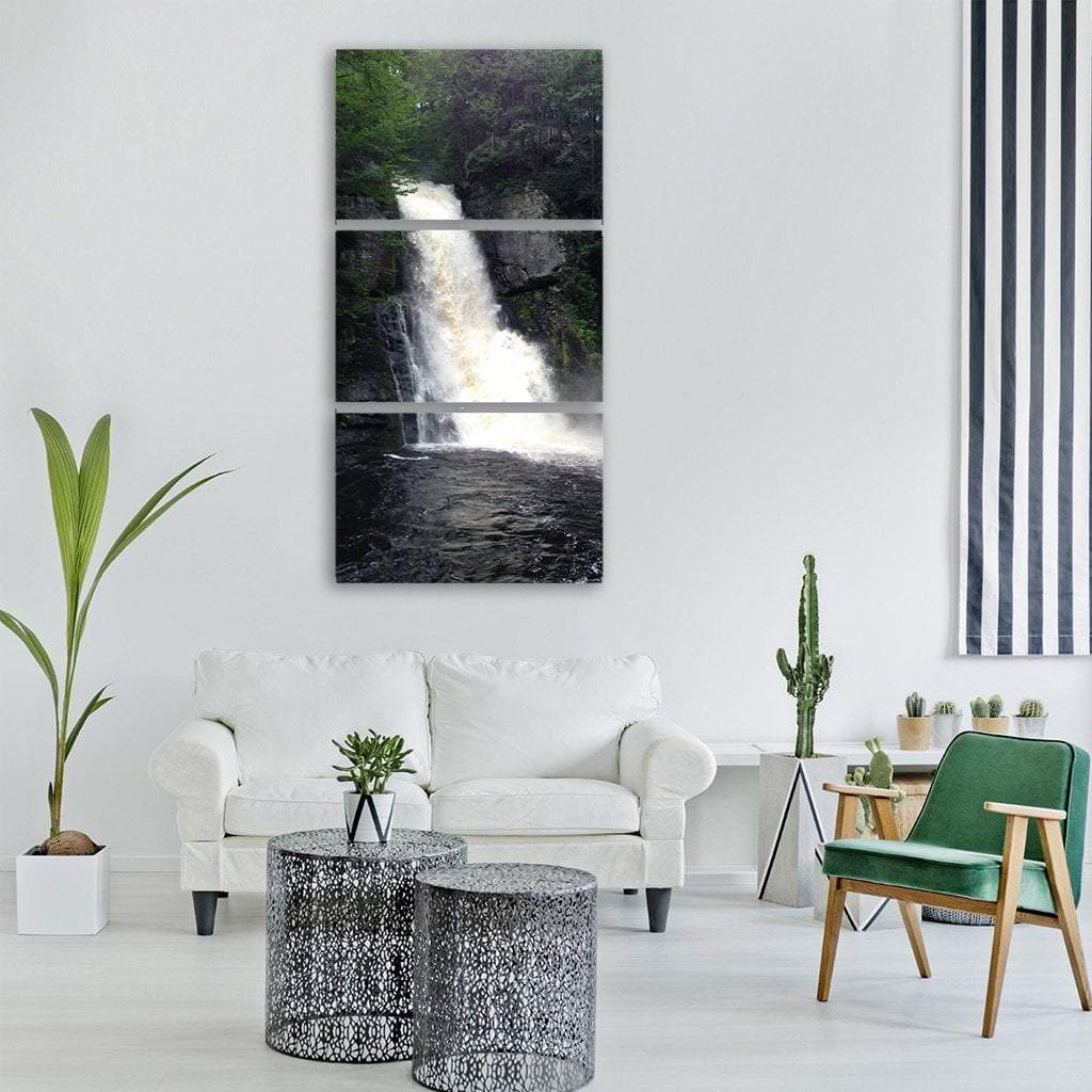 Waterfall Bushkill Vertical Canvas Wall Art-3 Vertical-Gallery Wrap-12" x 25"-Tiaracle