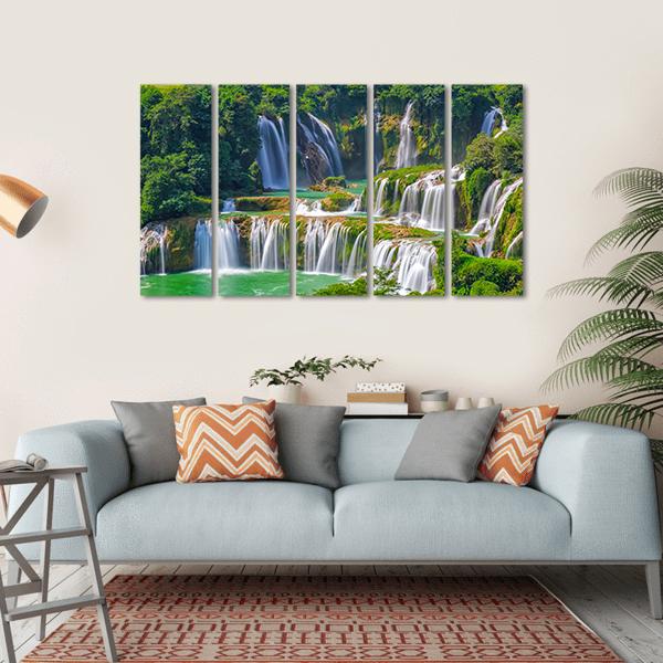 Waterfall Detian Canvas Wall Art-5 Horizontal-Gallery Wrap-22" x 12"-Tiaracle