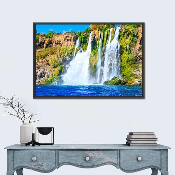 Waterfall Duden At Antalya Canvas Wall Art-1 Piece-Floating Frame-24" x 16"-Tiaracle