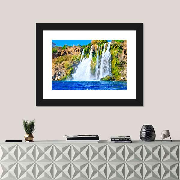 Waterfall Duden At Antalya Canvas Wall Art-1 Piece-Framed Print-20" x 16"-Tiaracle