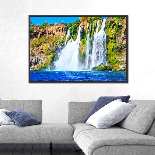 Waterfall Duden At Antalya Canvas Wall Art-3 Horizontal-Gallery Wrap-25" x 16"-Tiaracle