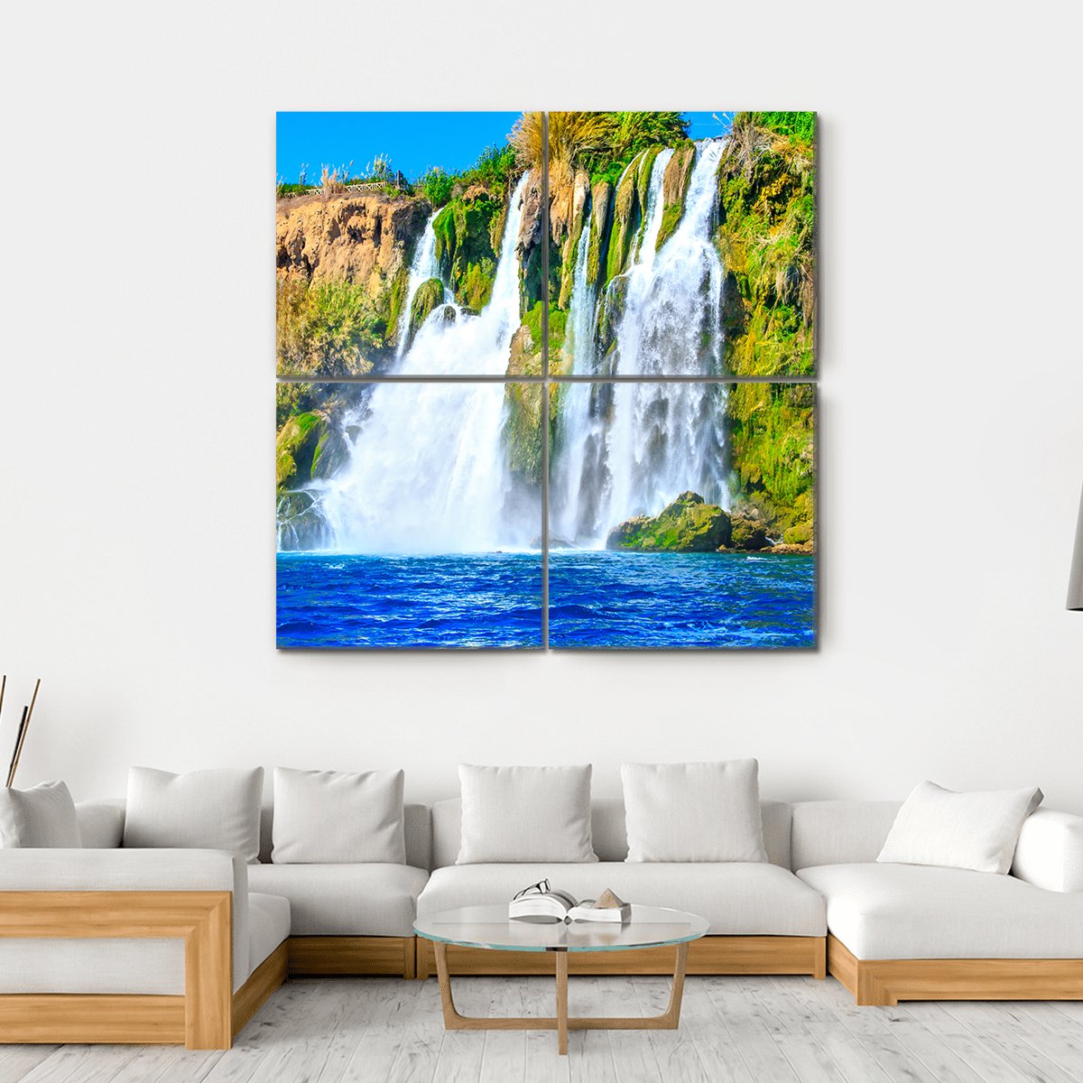 Waterfall Duden At Antalya Canvas Wall Art-4 Square-Gallery Wrap-17" x 17"-Tiaracle