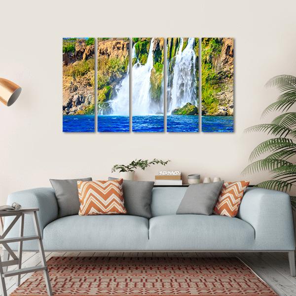 Waterfall Duden At Antalya Canvas Wall Art-5 Horizontal-Gallery Wrap-22" x 12"-Tiaracle
