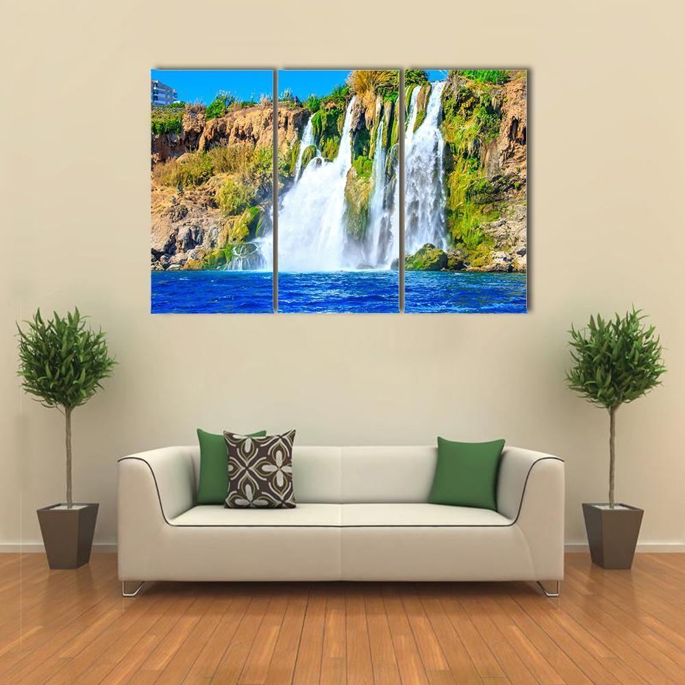 Waterfall Duden At Antalya Canvas Wall Art-3 Horizontal-Gallery Wrap-37" x 24"-Tiaracle