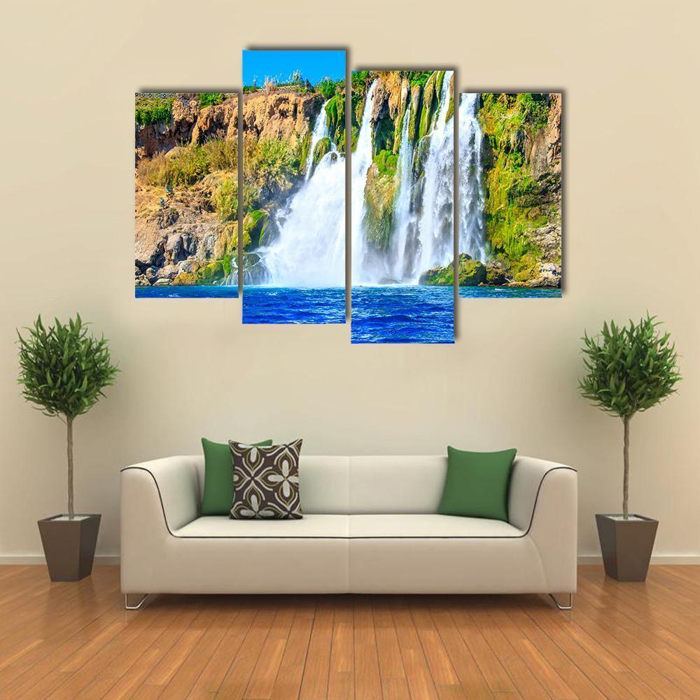 Waterfall Duden At Antalya Canvas Wall Art-4 Pop-Gallery Wrap-50" x 32"-Tiaracle