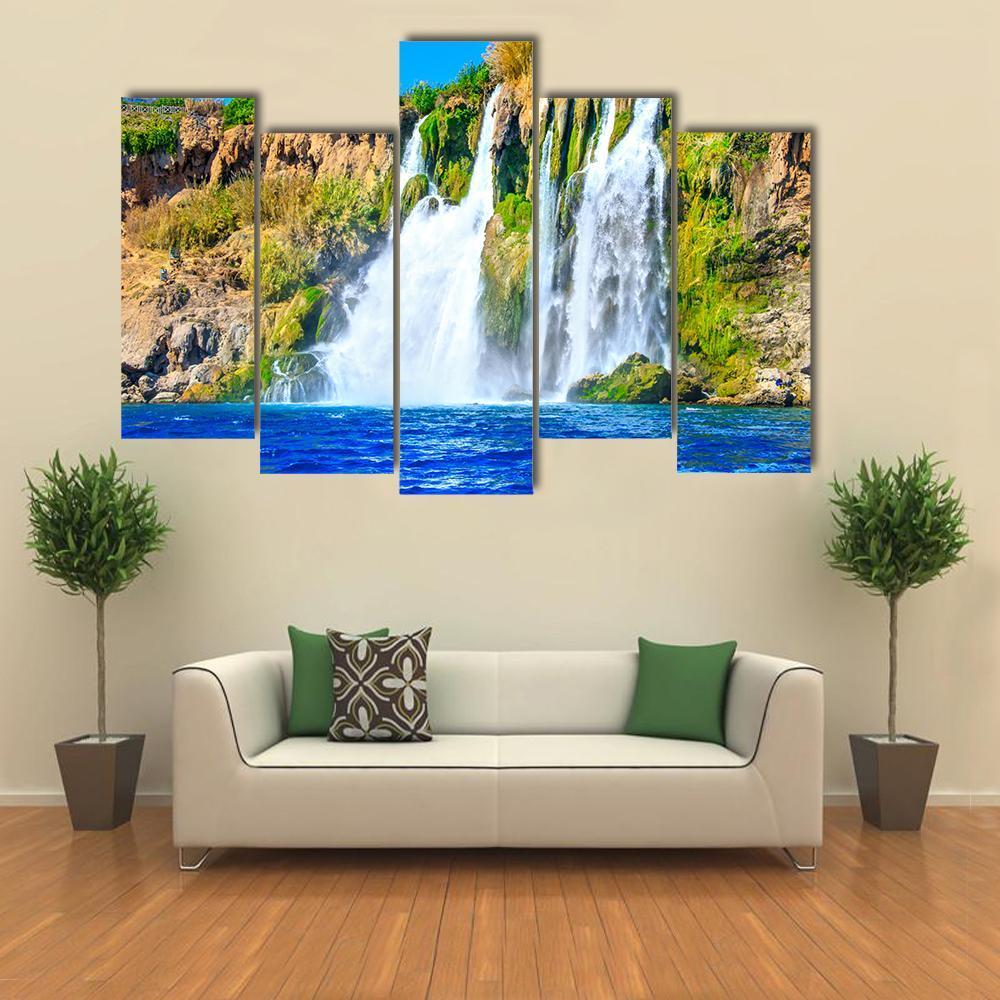Waterfall Duden At Antalya Canvas Wall Art-5 Pop-Gallery Wrap-47" x 32"-Tiaracle