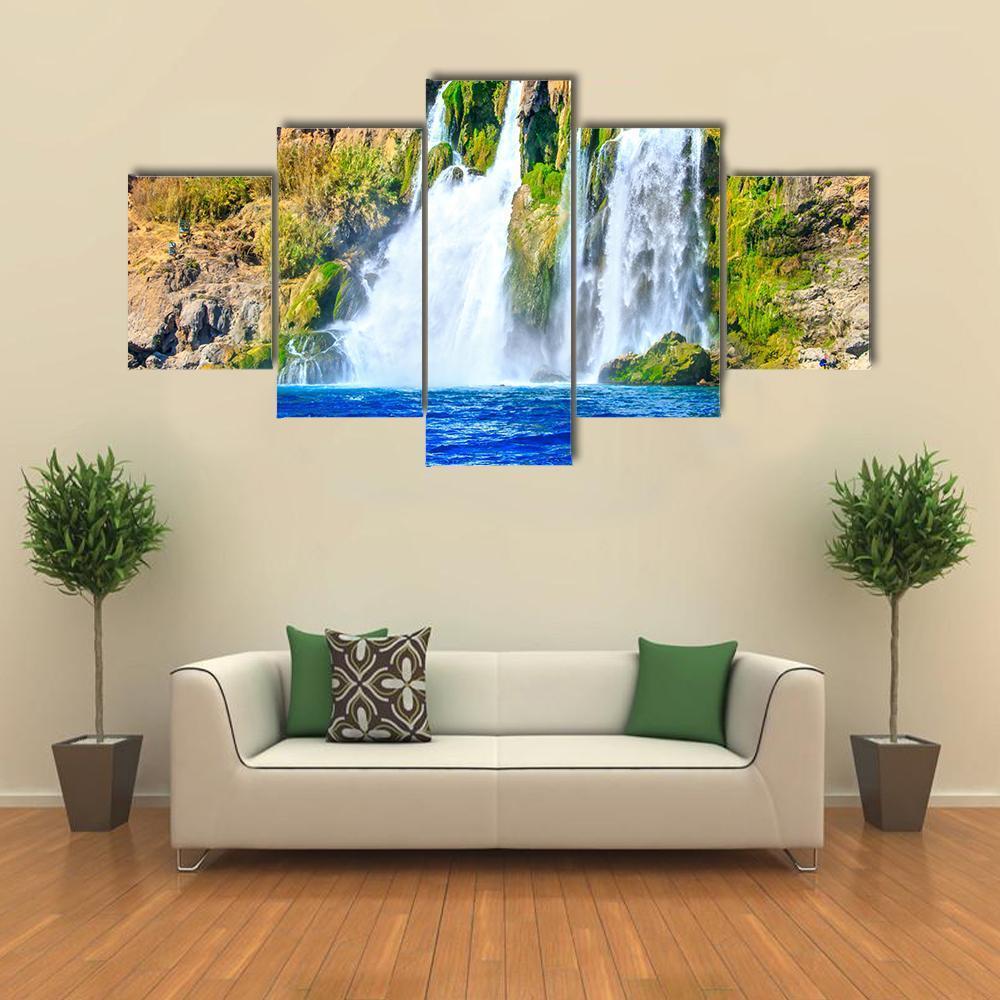 Waterfall Duden At Antalya Canvas Wall Art-5 Star-Gallery Wrap-62" x 32"-Tiaracle