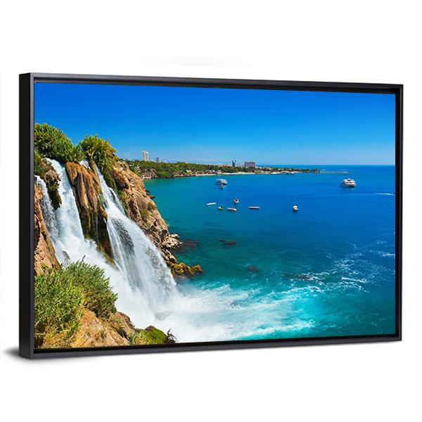 Waterfall Duden At Antalya Turkey Canvas Wall Art-3 Horizontal-Gallery Wrap-25" x 16"-Tiaracle