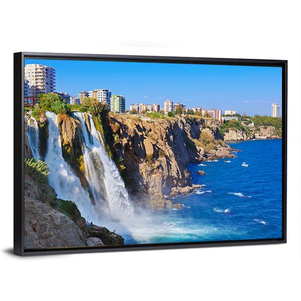 Waterfall Duden At Antalya Turkey Canvas Wall Art-3 Horizontal-Gallery Wrap-25" x 16"-Tiaracle