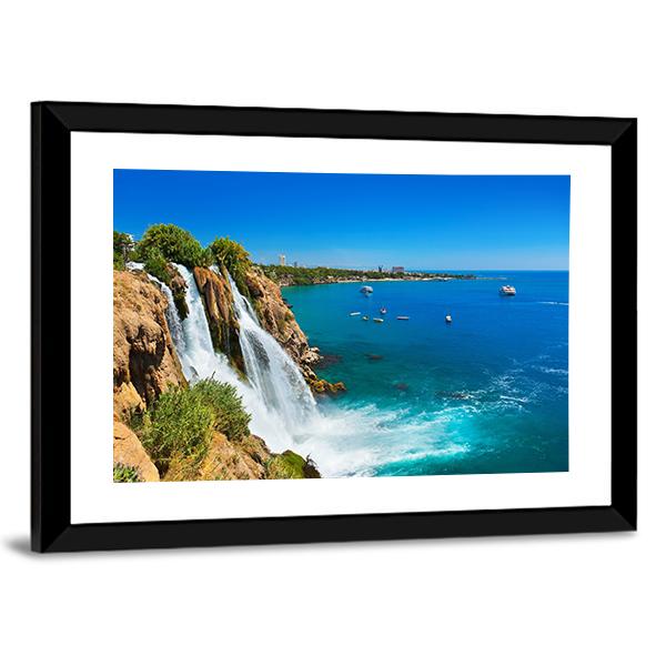 Waterfall Duden At Antalya Turkey Canvas Wall Art-3 Horizontal-Gallery Wrap-25" x 16"-Tiaracle