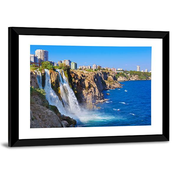 Waterfall Duden At Antalya Turkey Canvas Wall Art-3 Horizontal-Gallery Wrap-25" x 16"-Tiaracle