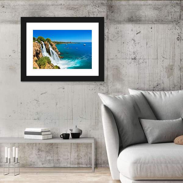 Waterfall Duden At Antalya Turkey Canvas Wall Art-5 Horizontal-Gallery Wrap-22" x 12"-Tiaracle