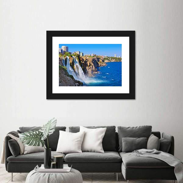 Waterfall Duden At Antalya Turkey Canvas Wall Art-3 Horizontal-Gallery Wrap-25" x 16"-Tiaracle