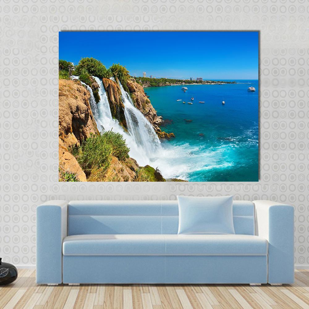 Waterfall Duden At Antalya Turkey Canvas Wall Art-1 Piece-Gallery Wrap-36" x 24"-Tiaracle