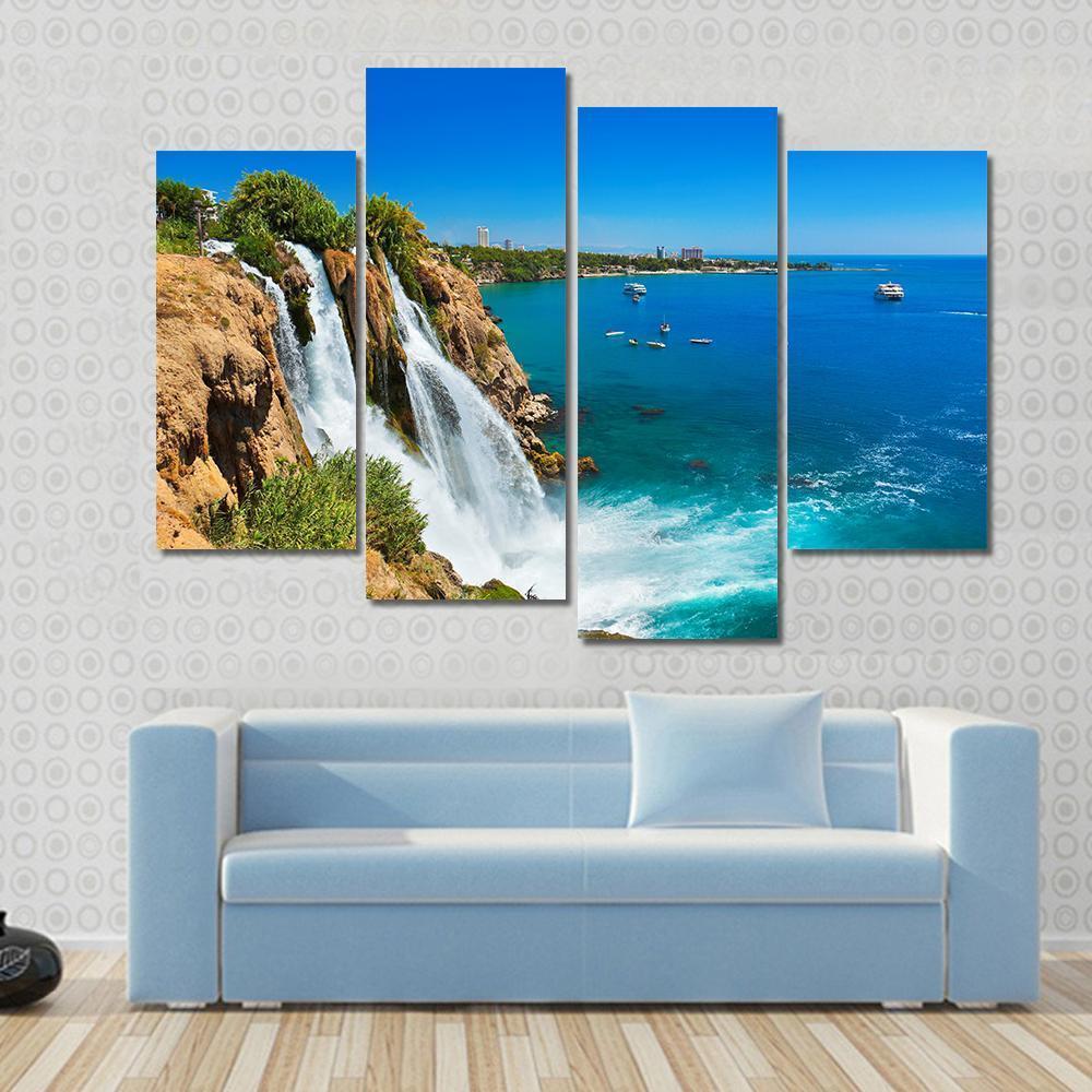 Waterfall Duden At Antalya Turkey Canvas Wall Art-4 Pop-Gallery Wrap-50" x 32"-Tiaracle