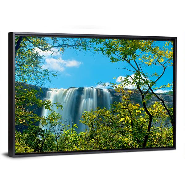 Waterfall In A Forest Athirappally Kerala Canvas Wall Art-3 Horizontal-Gallery Wrap-25" x 16"-Tiaracle