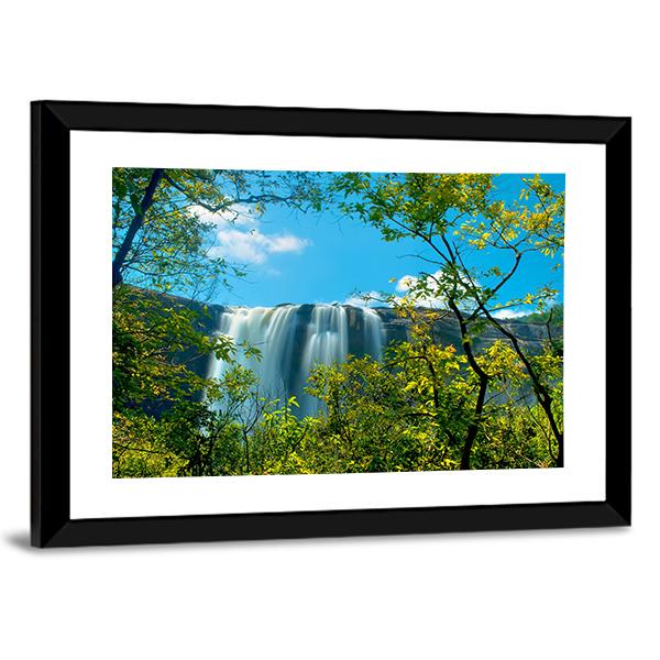 Waterfall In A Forest Athirappally Kerala Canvas Wall Art-3 Horizontal-Gallery Wrap-25" x 16"-Tiaracle