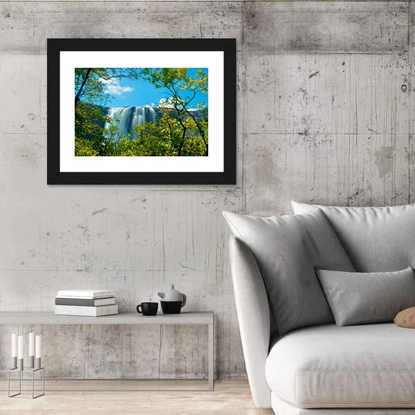 Waterfall In A Forest Athirappally Kerala Canvas Wall Art-3 Horizontal-Gallery Wrap-25" x 16"-Tiaracle