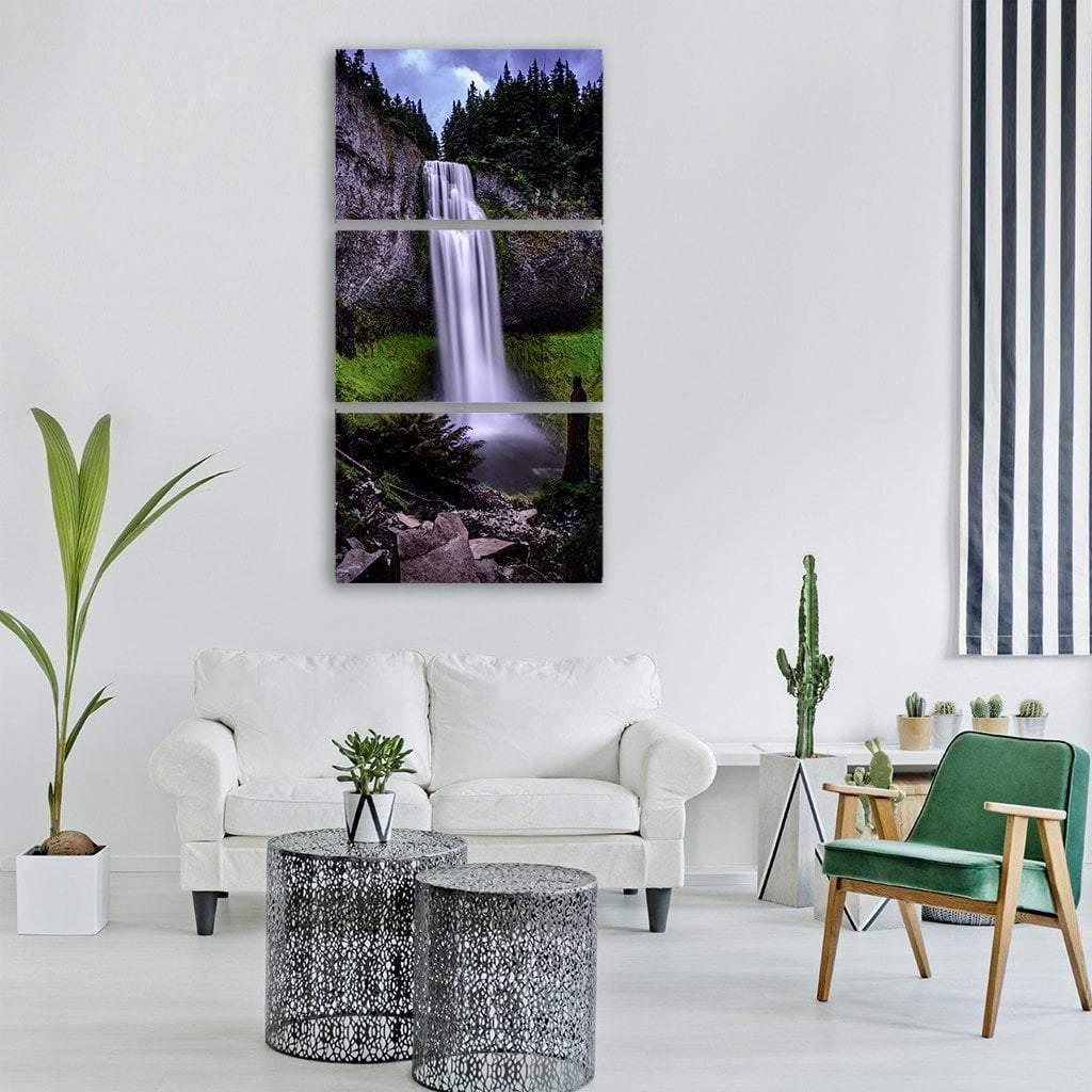 Waterfall In Day Vertical Canvas Wall Art-1 Vertical-Gallery Wrap-12" x 24"-Tiaracle