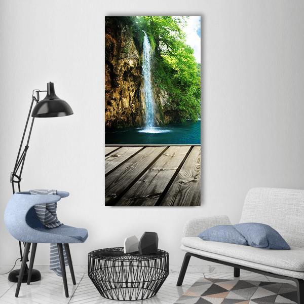 Waterfall In Deep Forest Of Croatia Vertical Canvas Wall Art-3 Vertical-Gallery Wrap-12" x 25"-Tiaracle