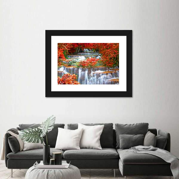 Waterfall In Deep Rain Forest Jungle Canvas Wall Art-5 Horizontal-Gallery Wrap-22" x 12"-Tiaracle