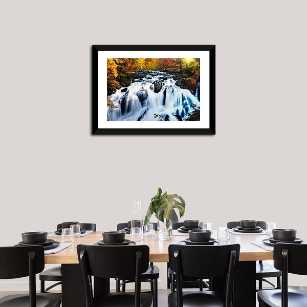 Waterfall In Forest Canvas Wall Art-5 Horizontal-Gallery Wrap-22" x 12"-Tiaracle
