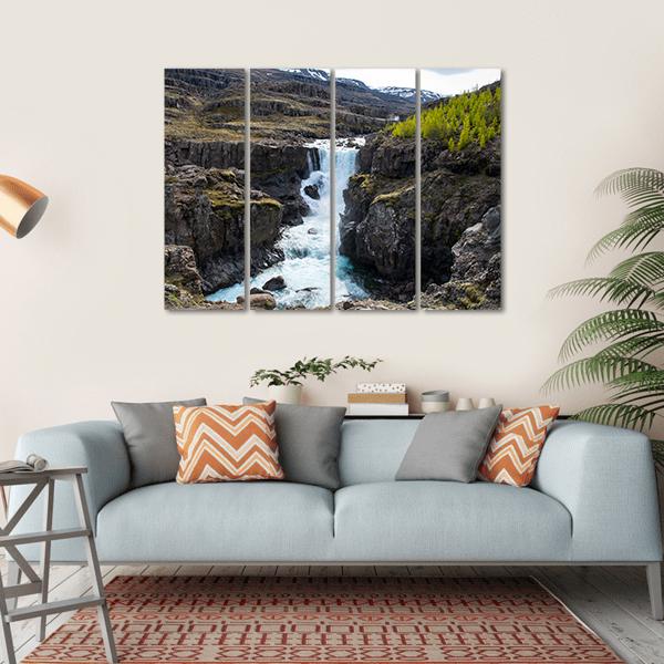 Waterfall In Fossa River Canvas Wall Art-4 Horizontal-Gallery Wrap-34" x 24"-Tiaracle