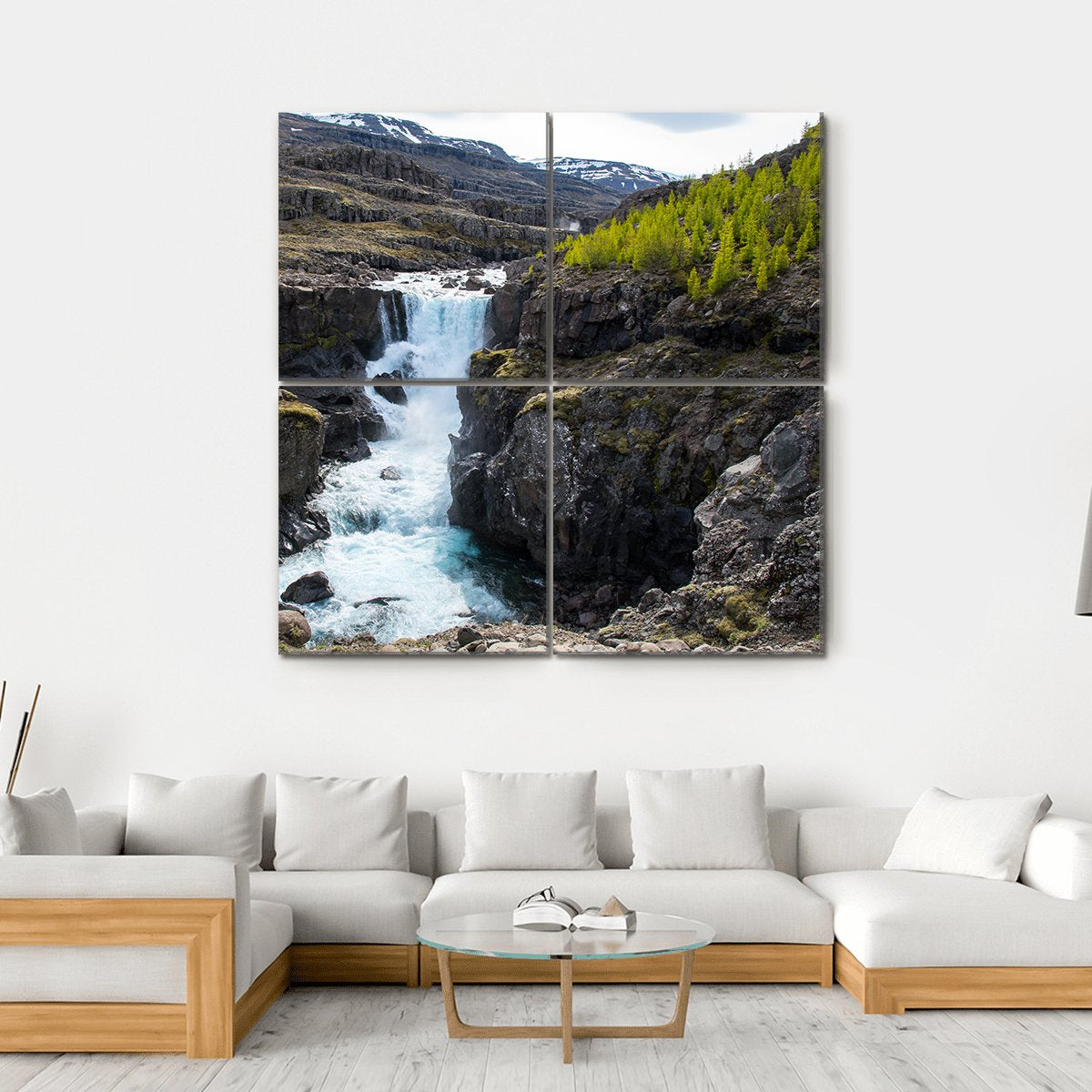 Waterfall In Fossa River Canvas Wall Art-4 Square-Gallery Wrap-17" x 17"-Tiaracle