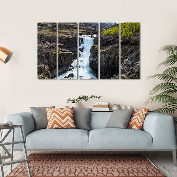 Waterfall In Fossa River Canvas Wall Art-5 Horizontal-Gallery Wrap-22" x 12"-Tiaracle