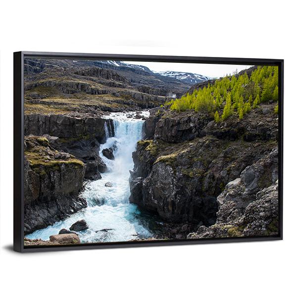 Waterfall In Fossa River Canvas Wall Art-3 Horizontal-Gallery Wrap-25" x 16"-Tiaracle