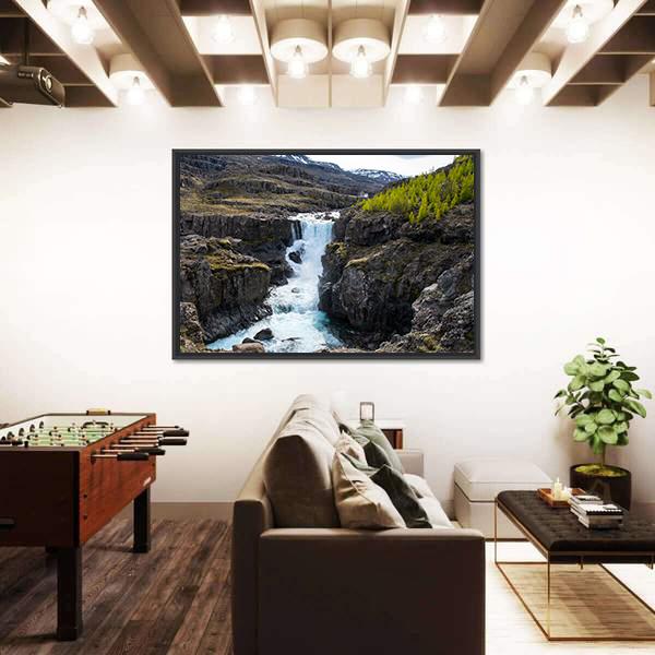 Waterfall In Fossa River Canvas Wall Art-5 Horizontal-Gallery Wrap-22" x 12"-Tiaracle