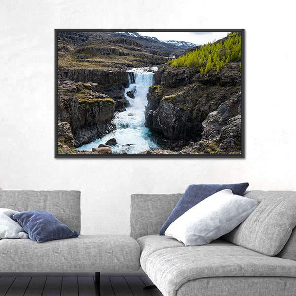 Waterfall In Fossa River Canvas Wall Art-3 Horizontal-Gallery Wrap-25" x 16"-Tiaracle